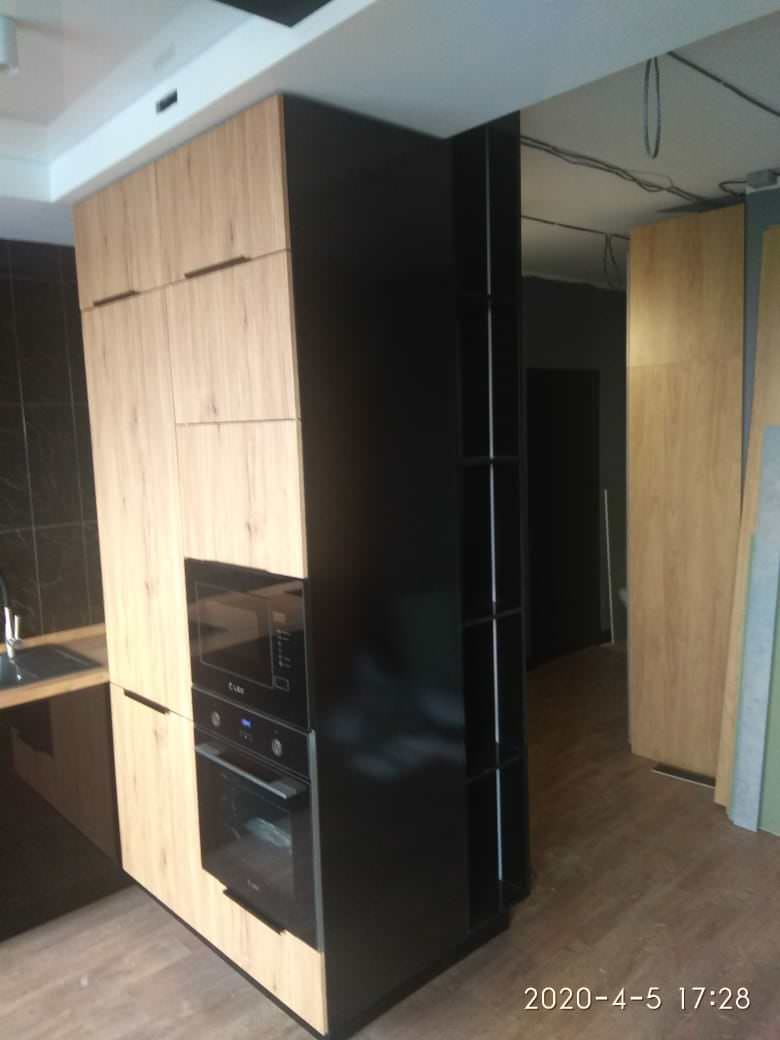 Кухня черный глянец акрил, шкаф в ванну, подвесная тумба