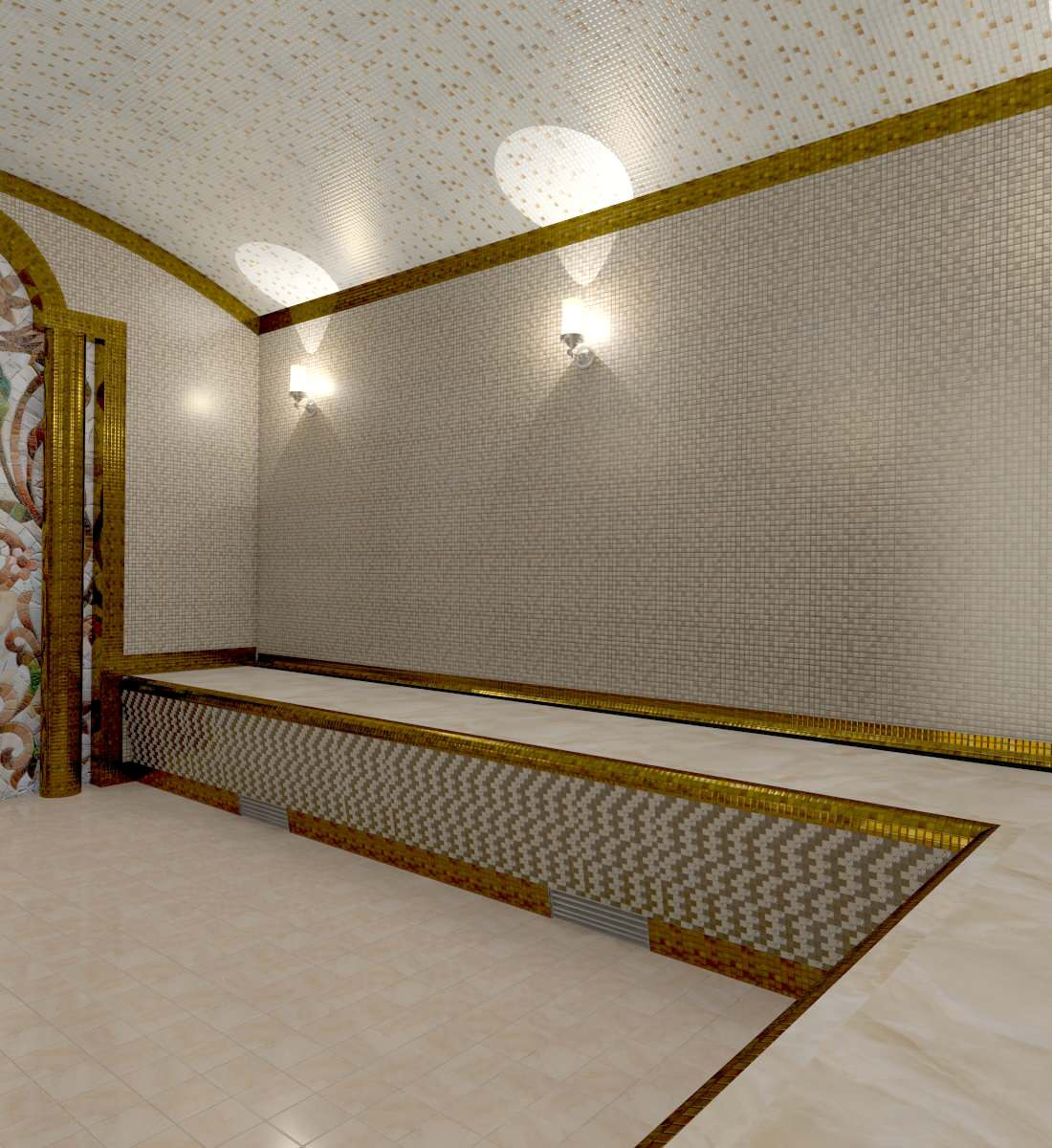 Хамам мозаичный с панно