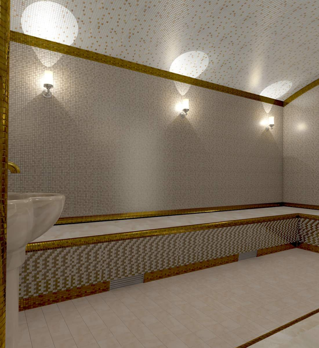 Хамам мозаичный с панно