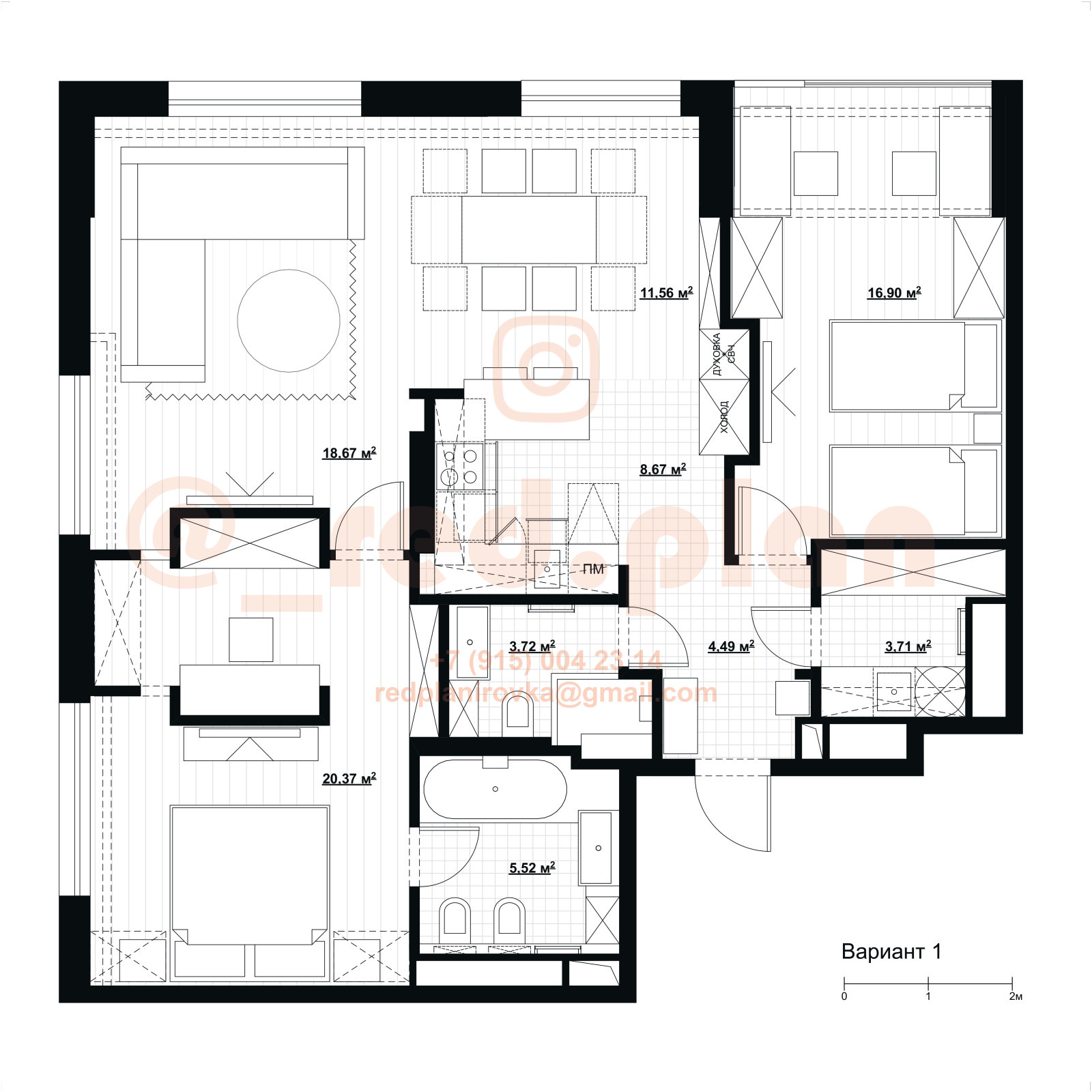 Квартира #6_варианты планировки @_red.plan