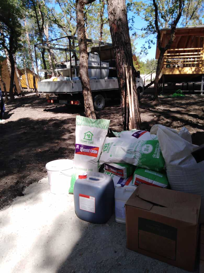 Гидропосев газона на базе отдыха