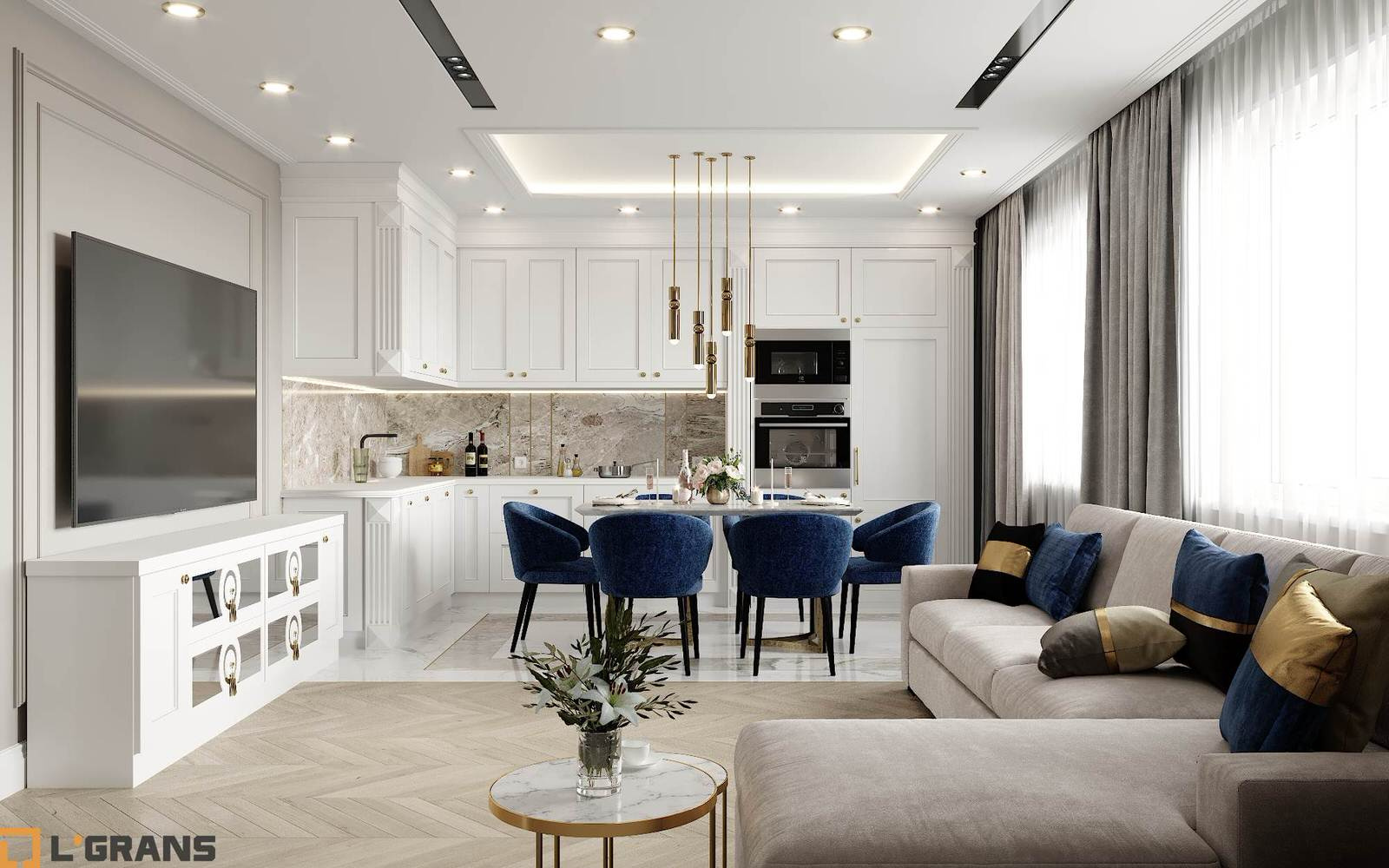 Дизайн проект интерьера 3к. квартиры в ЖК Культура