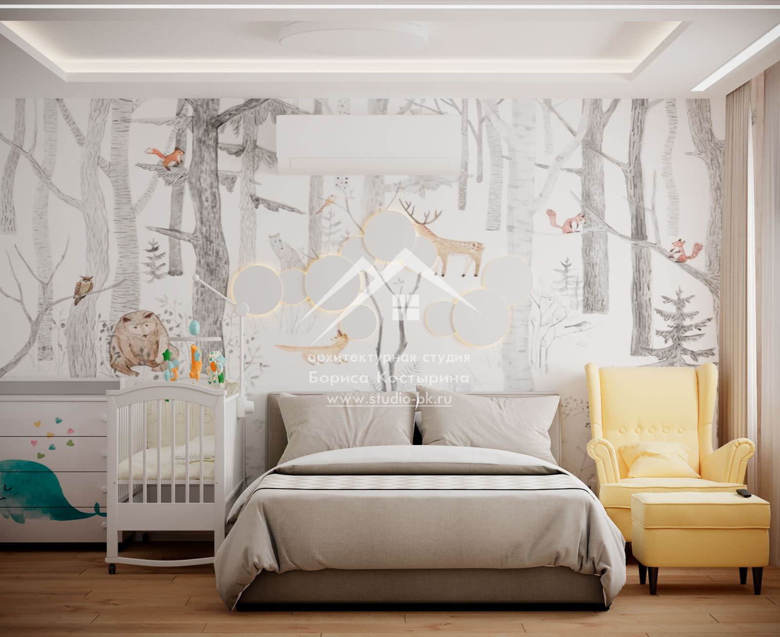 Проект интерьера квартиры в современном стиле, 60 кв.м.