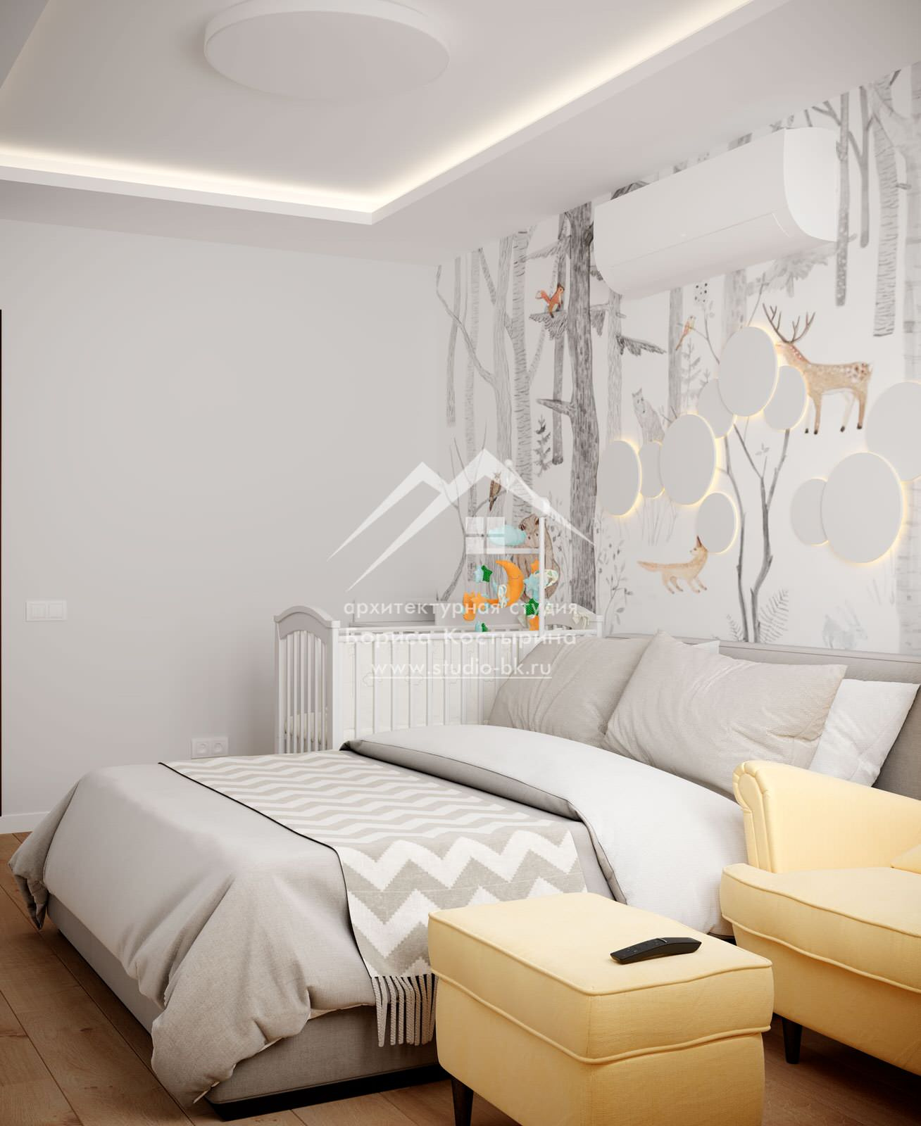 Проект интерьера квартиры в современном стиле, 60 кв.м.