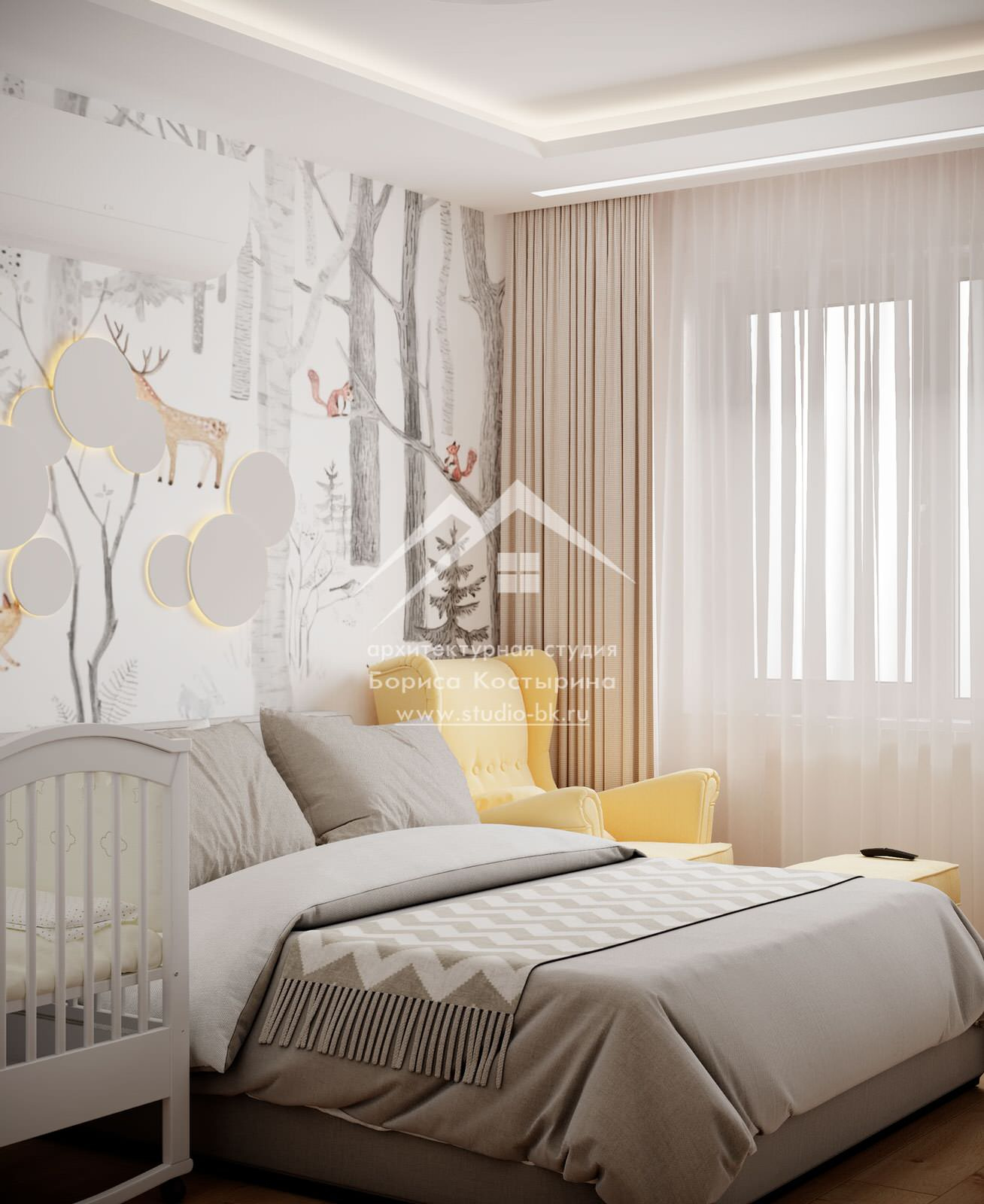 Проект интерьера квартиры в современном стиле, 60 кв.м.