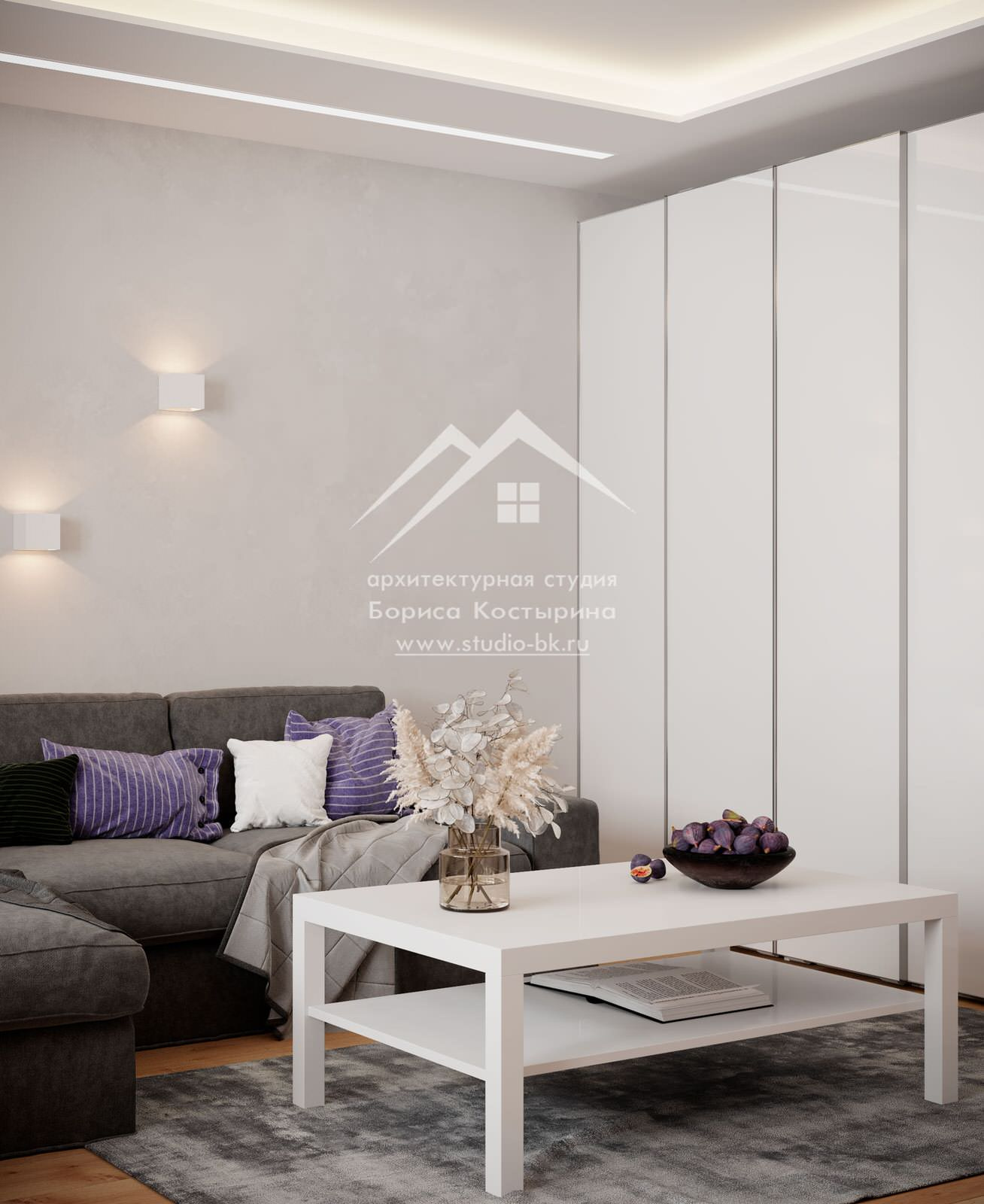 Проект интерьера квартиры в современном стиле, 60 кв.м.