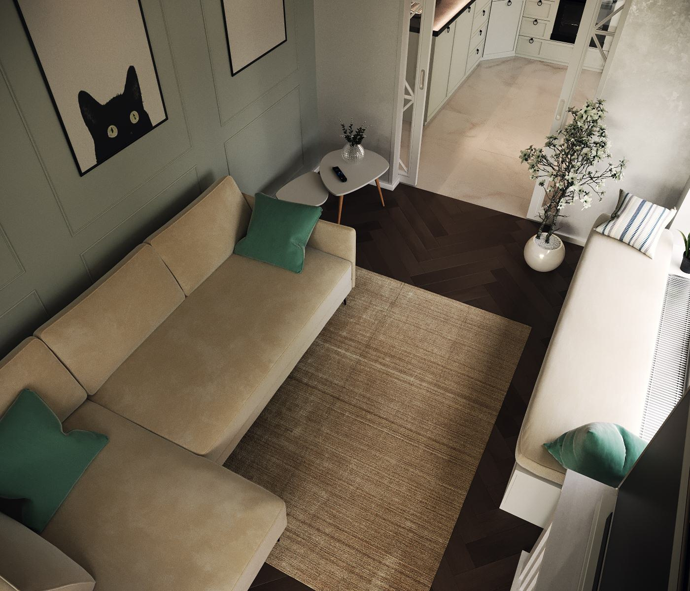 Дизайн интерьера двухкомнатной квартиры 73 м2