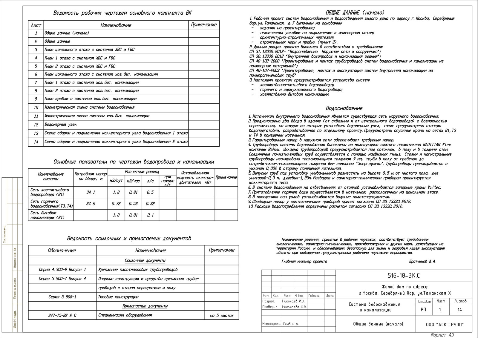 Проект водоснабжения и канализации дома 360 кв.м.