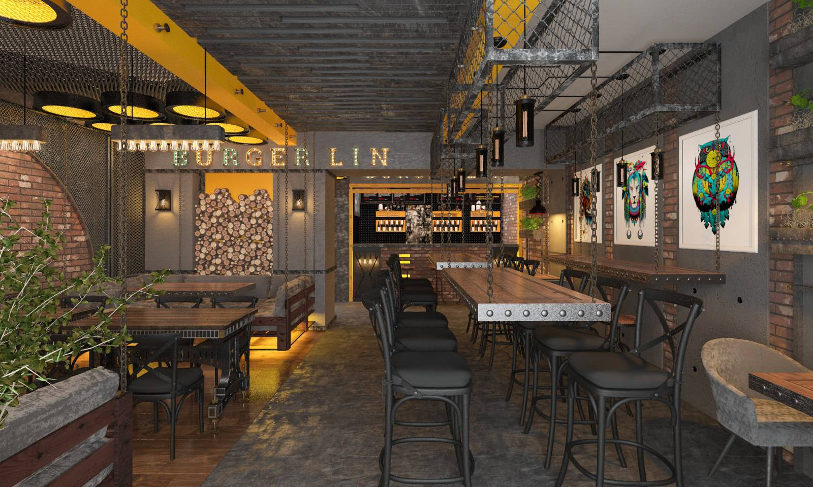 Интерьер бургерной