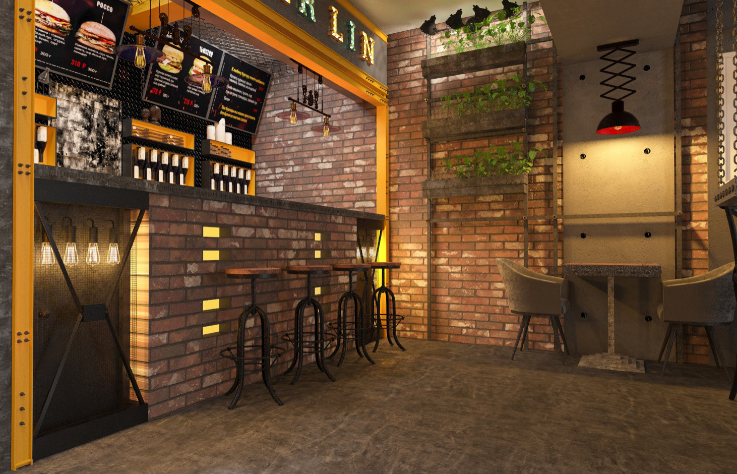 Интерьер бургерной