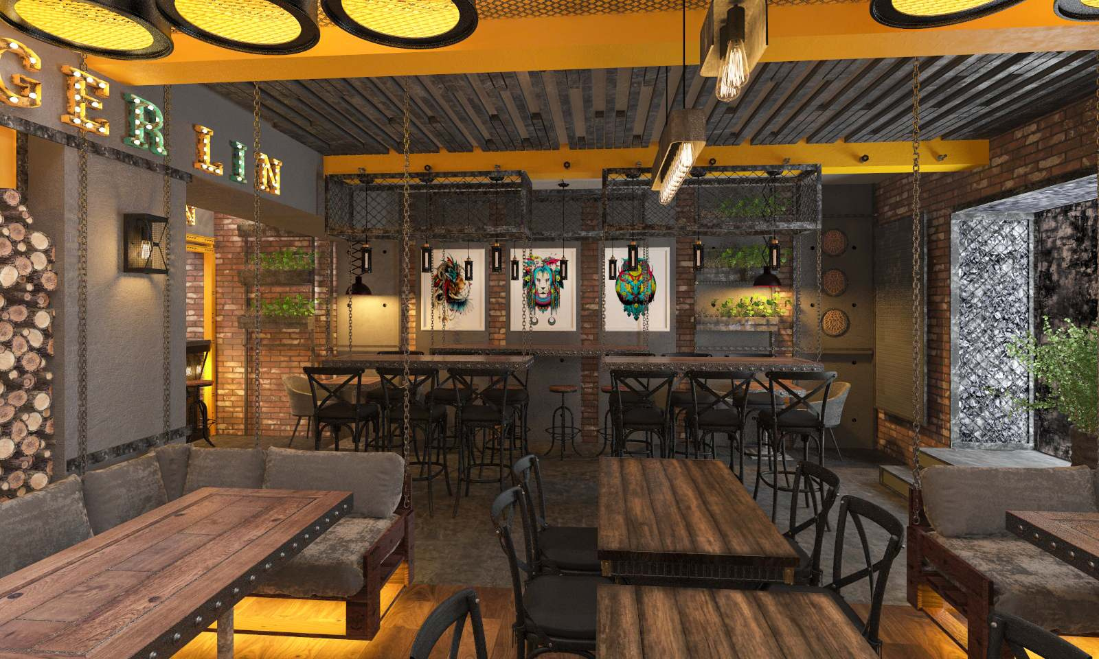 Интерьер бургерной