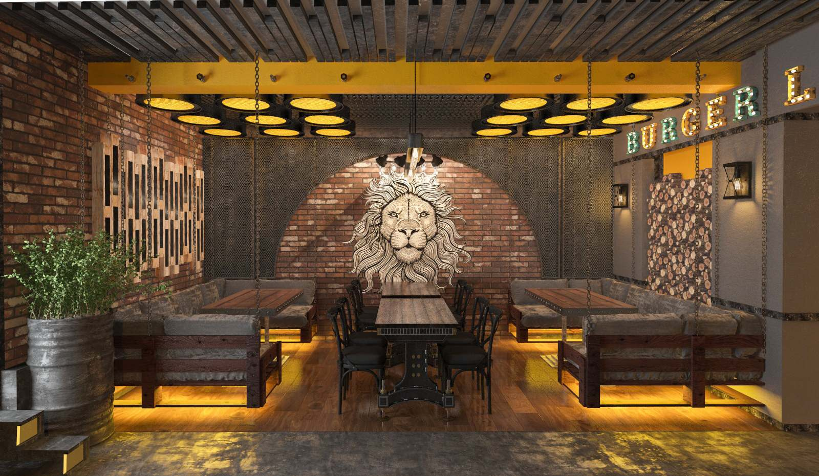 Интерьер бургерной