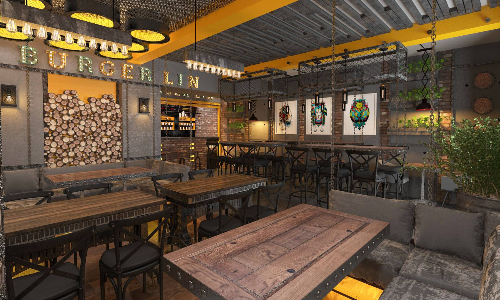 Интерьер бургерной