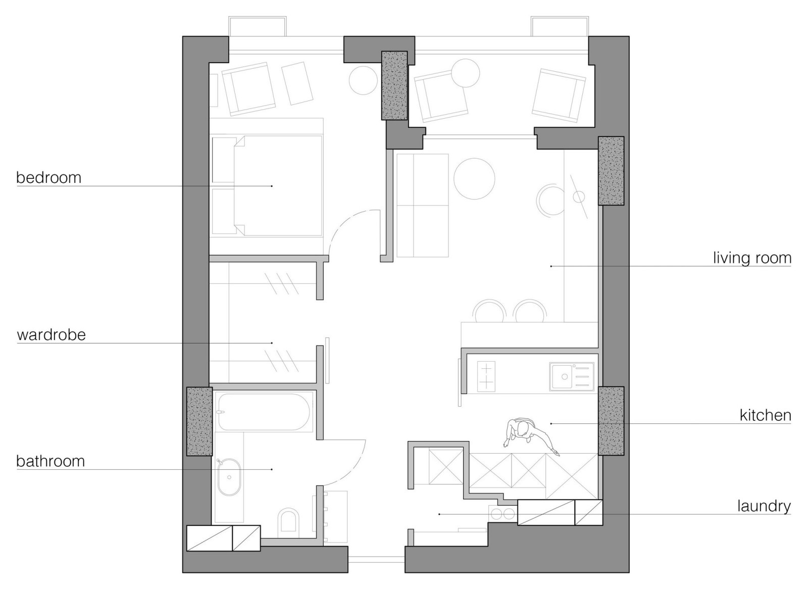 PL • планировка небольшой квартиры 55 м2