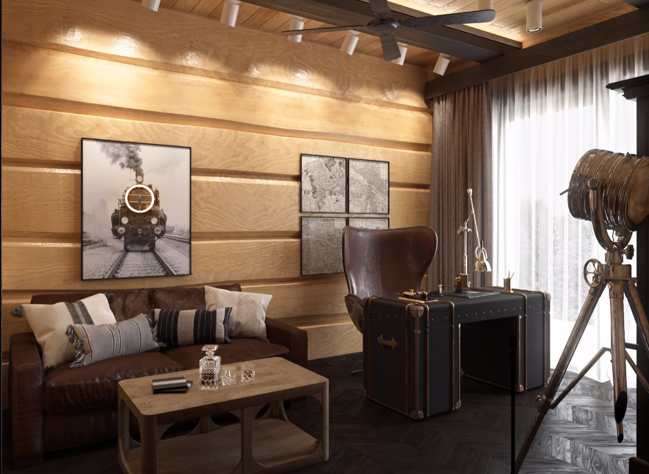 Шале со спа-зоной и бассейном из лафета кедра и бетона