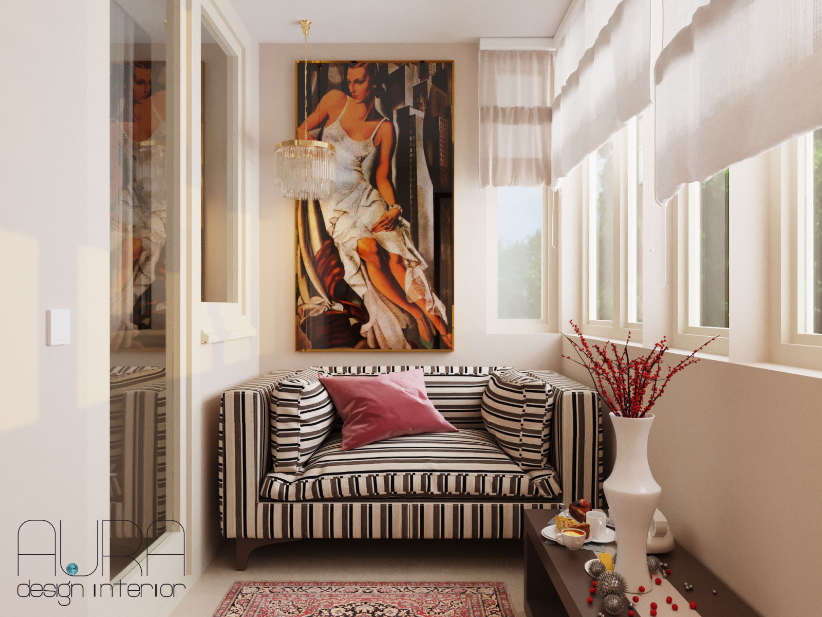 Дизайн квартиры, лоджия в светлых тонах