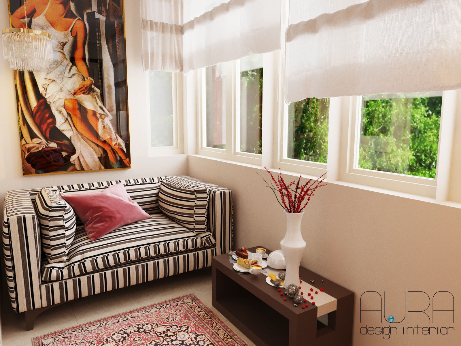 Дизайн квартиры, лоджия в светлых тонах