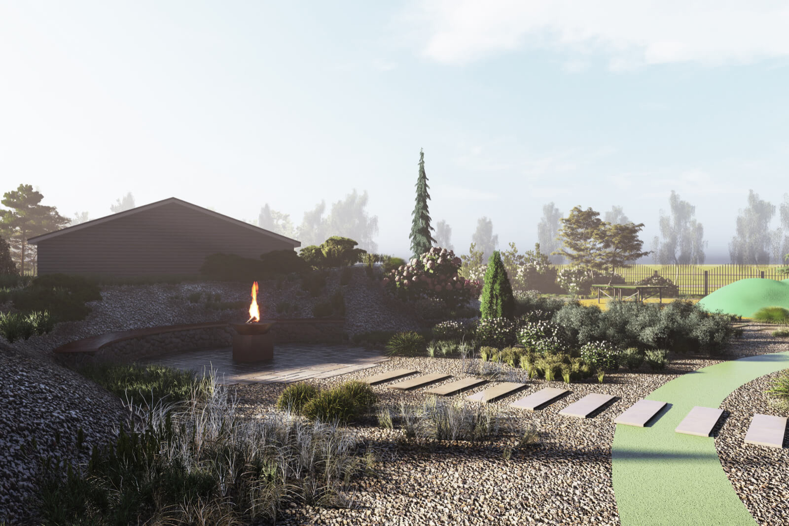 Зона очага в холме