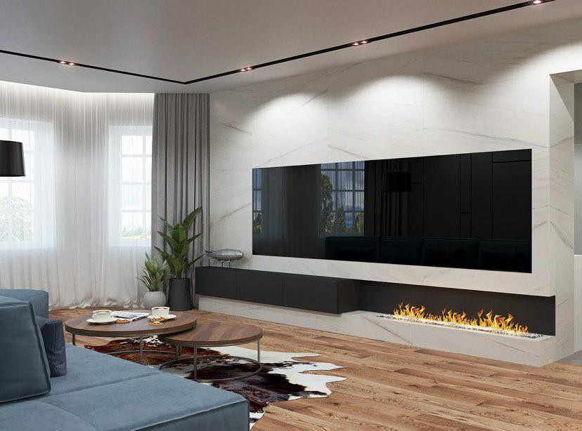 Mirrotech. Телевизор в черном стеклянном панно