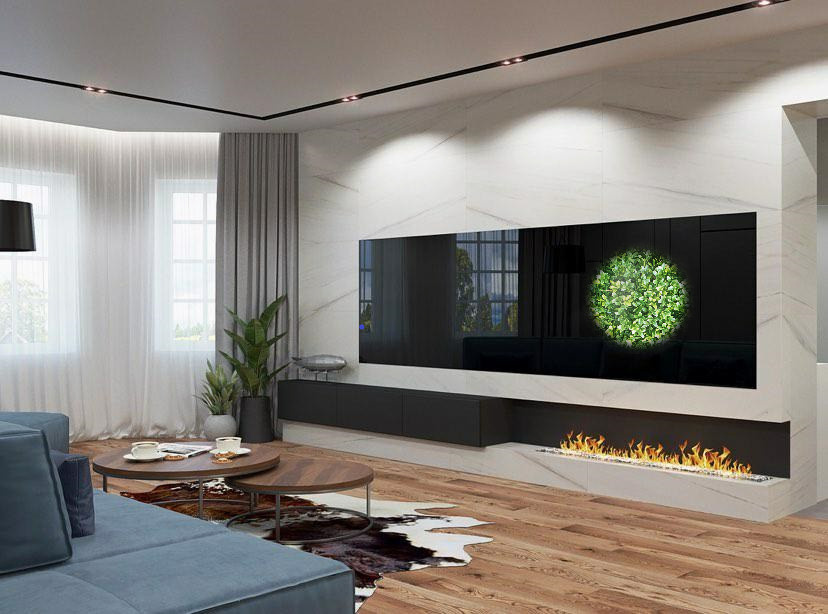 Обложка проекта: Mirrotech. Телевизор в черном стеклянном панно