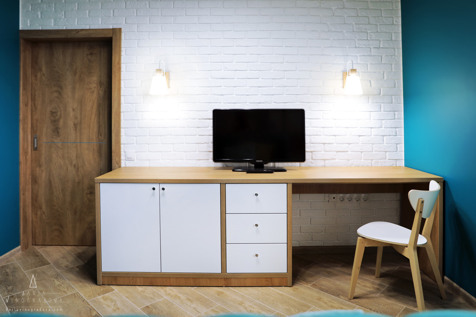 Квартира с бирюзовой спальней