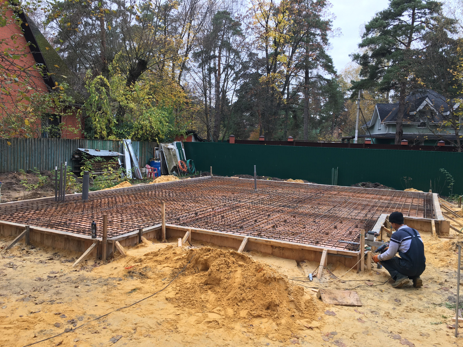 Плита+ ростверк общий вид сетки армирования