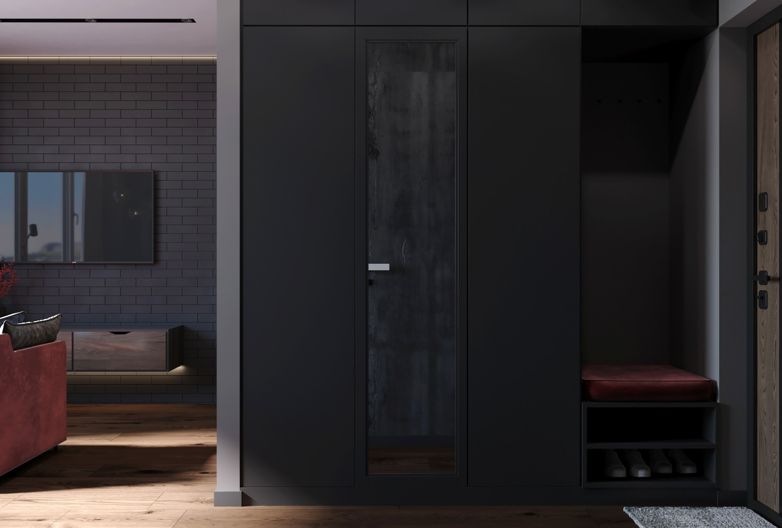 Квартира-студия в темных тонах