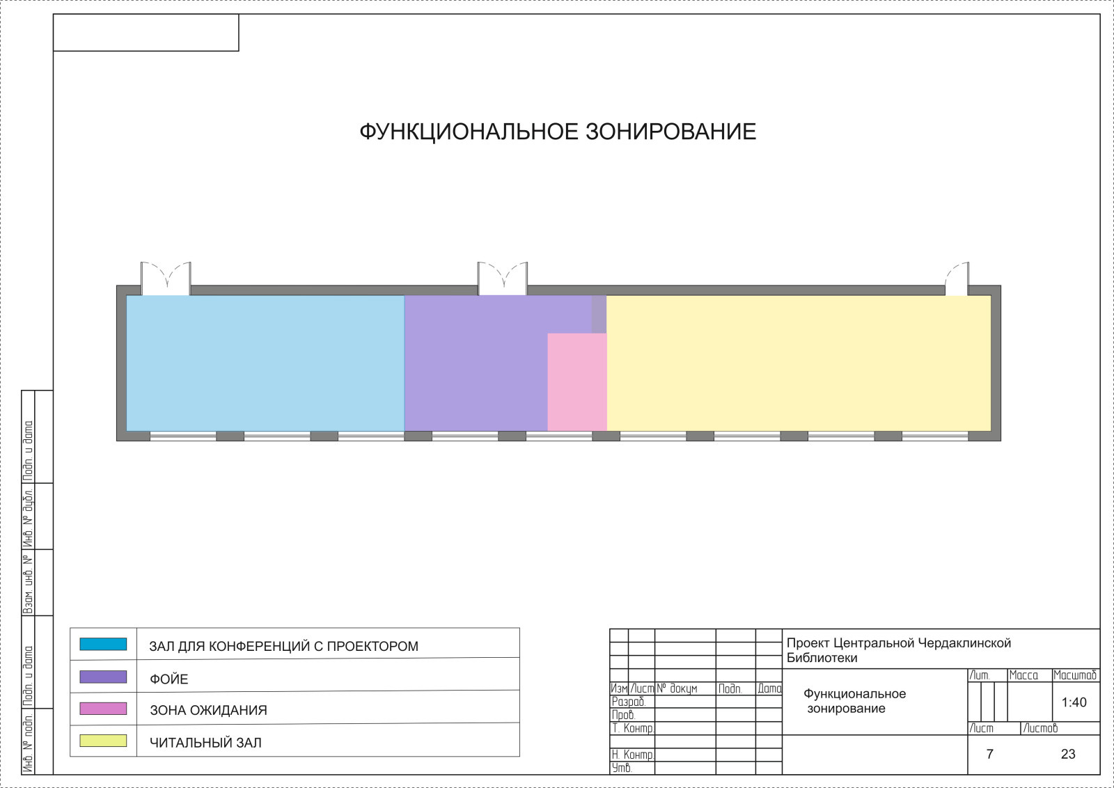 Проект дизайн интерьера библиотеки