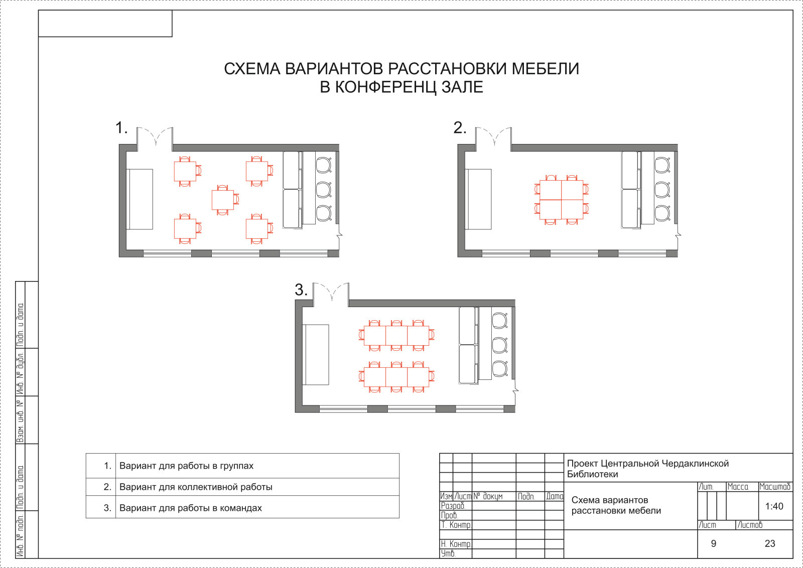 Проект дизайн интерьера библиотеки