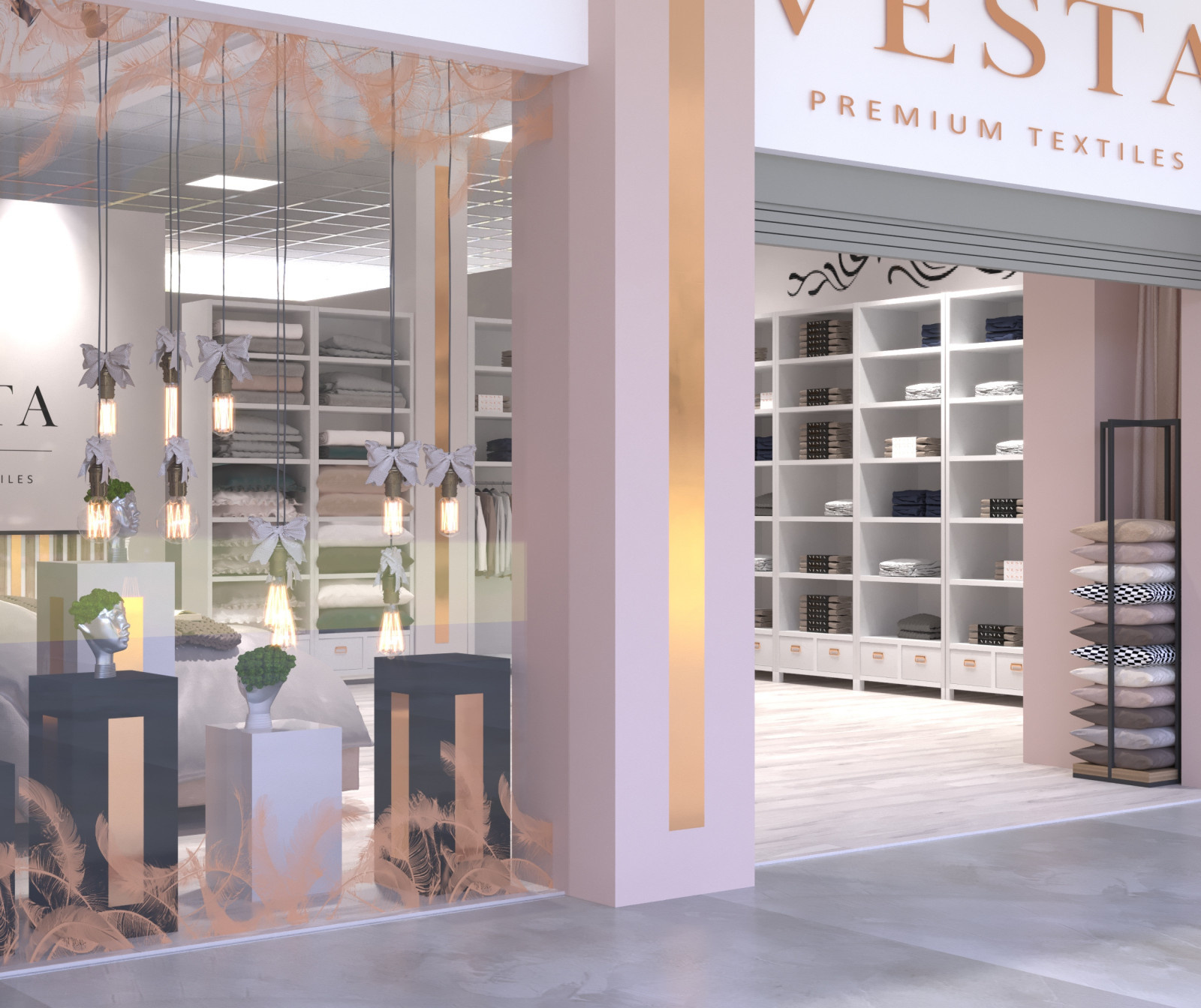 Дизайн-проект интерьера магазина премиального текстиля"VESTA"  в ТВК "Большая Ме