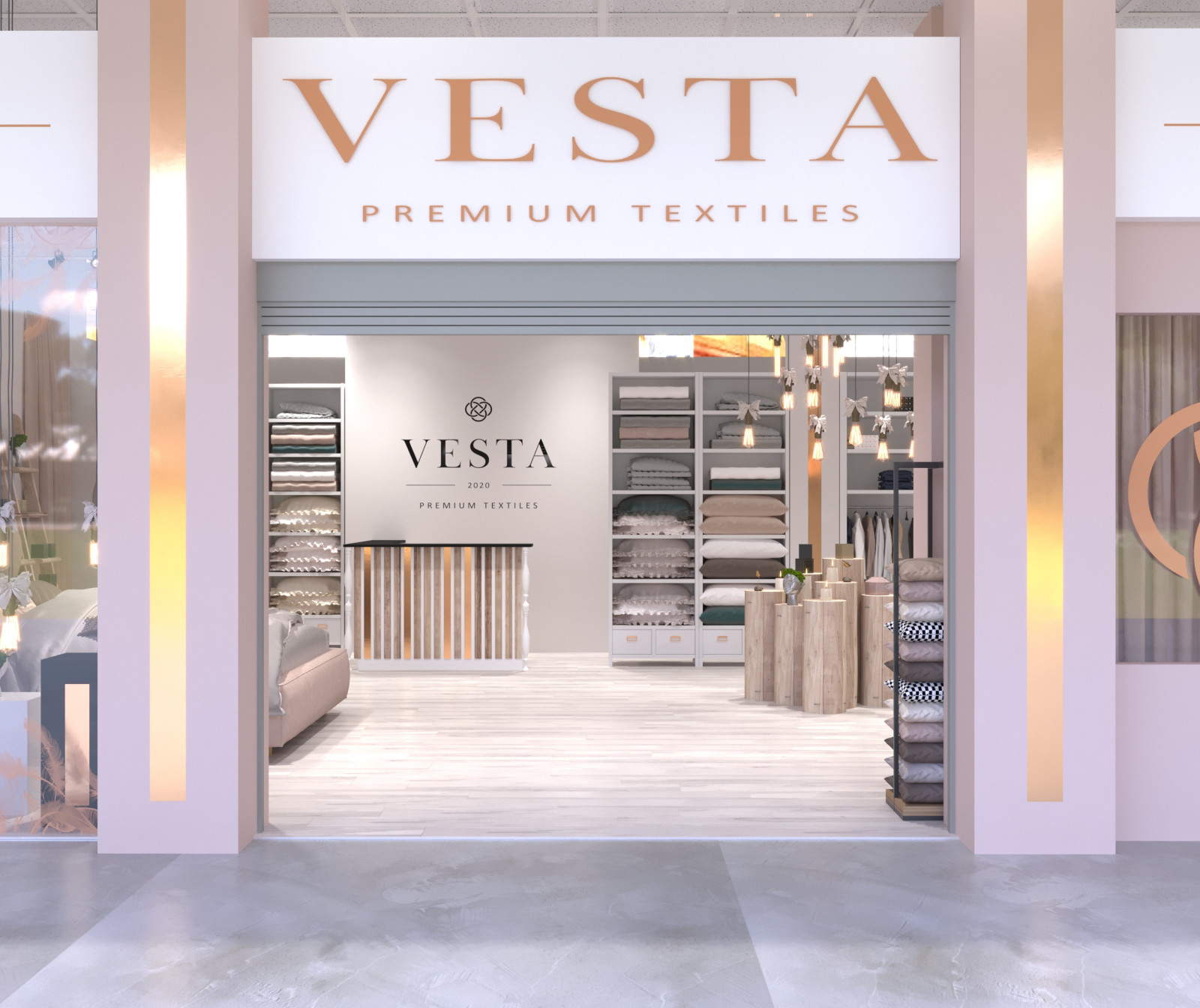 Дизайн-проект интерьера магазина премиального текстиля"VESTA"  в ТВК "Большая Ме