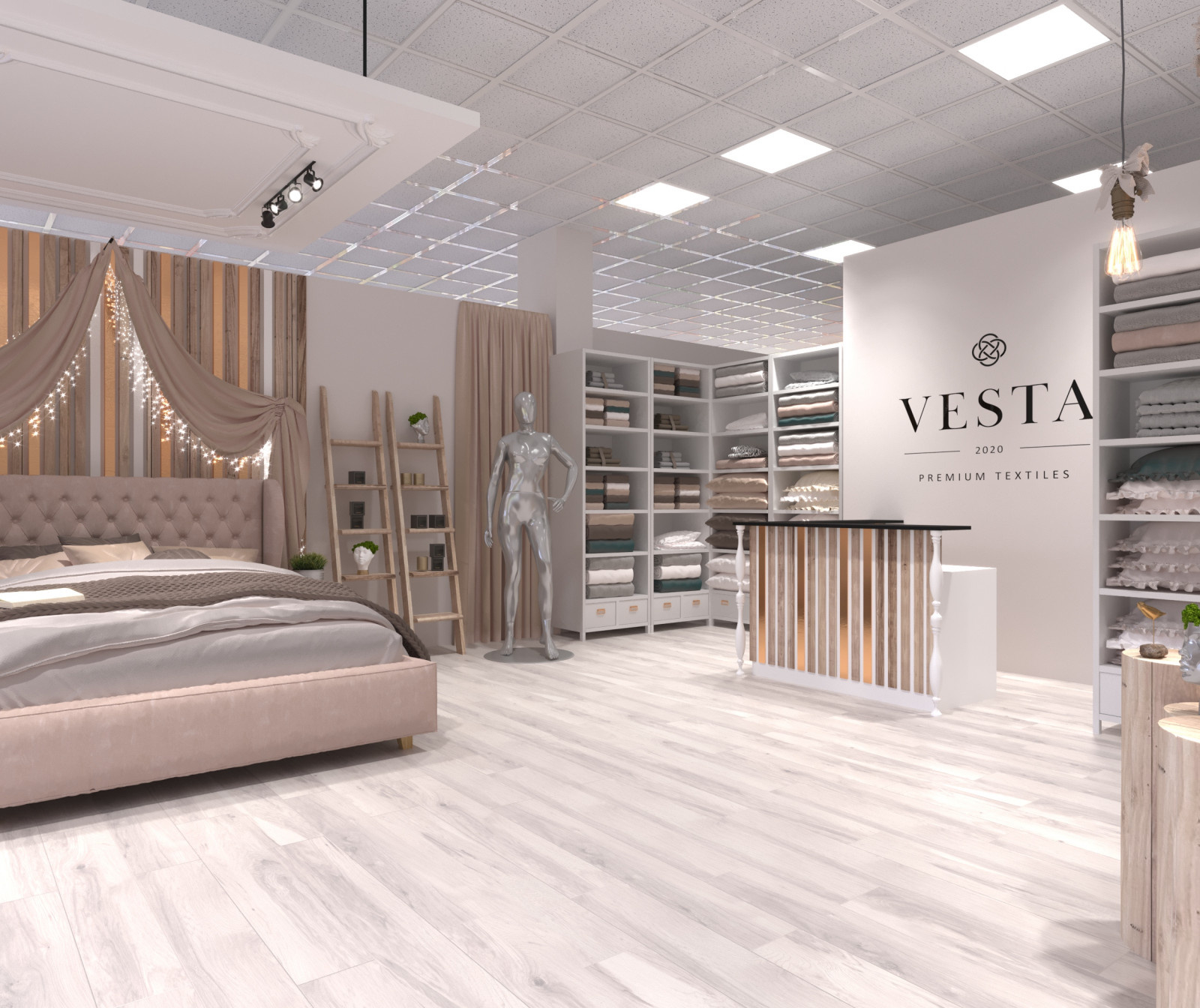 Дизайн-проект интерьера магазина премиального текстиля"VESTA"  в ТВК "Большая Ме