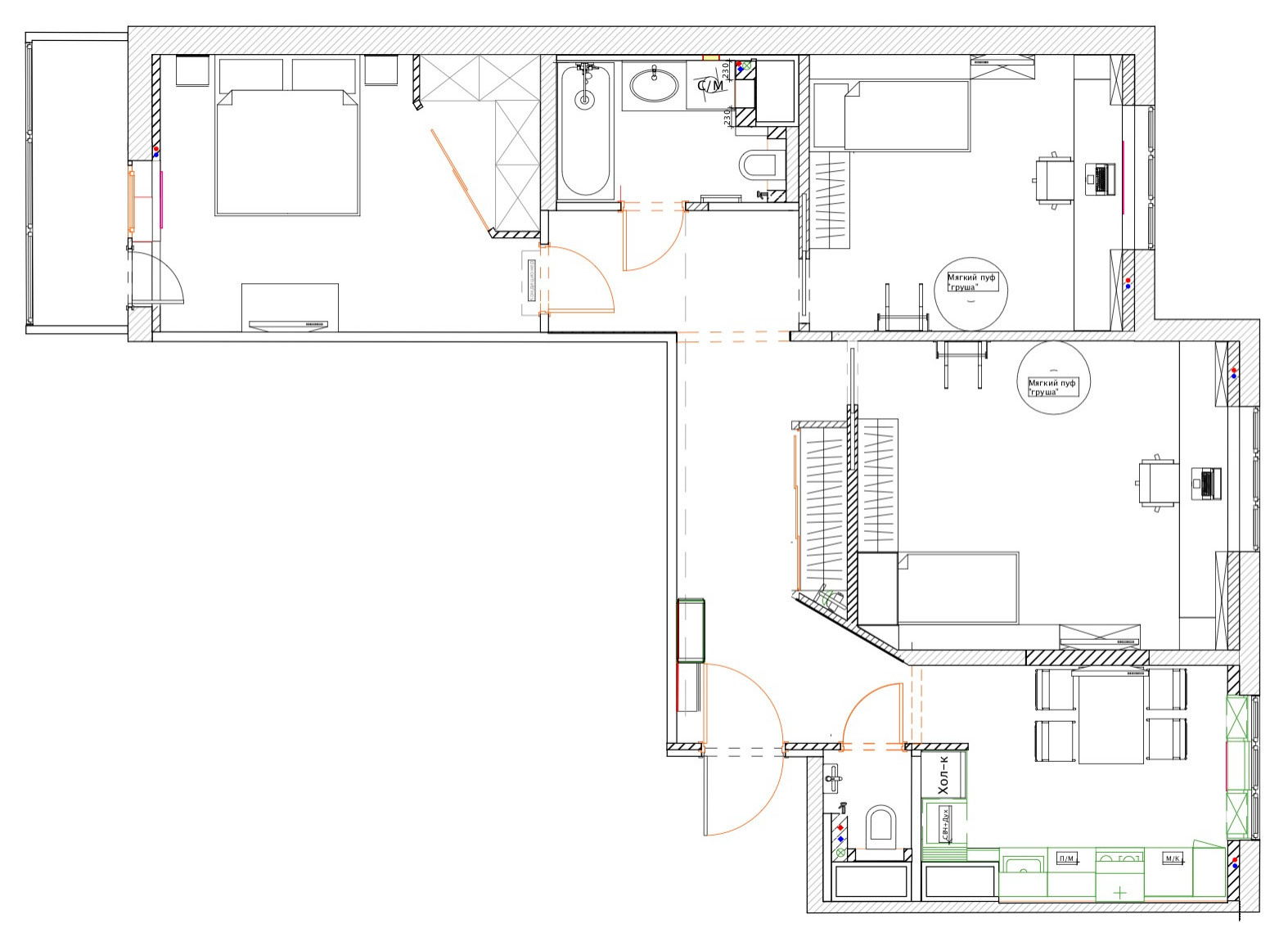 3к кв на ул.Ушинского (в работе)