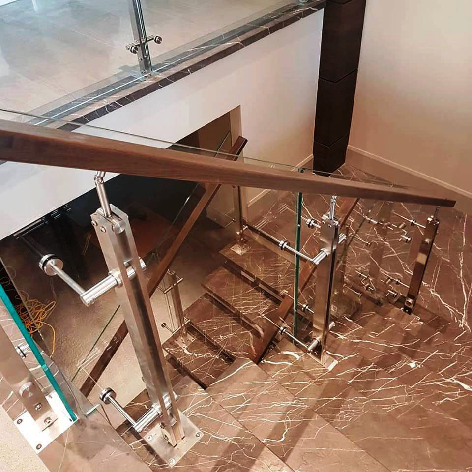 Нержавеющие лестничные перила со стеклом