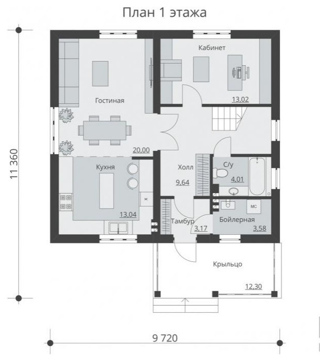 Двухэтажный дом с четырьмя спальнями