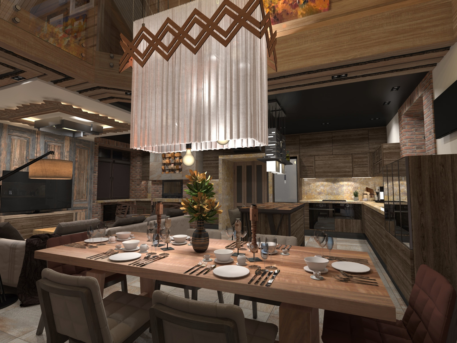 Гостиная-Кухня-Столовая вариант тёмный