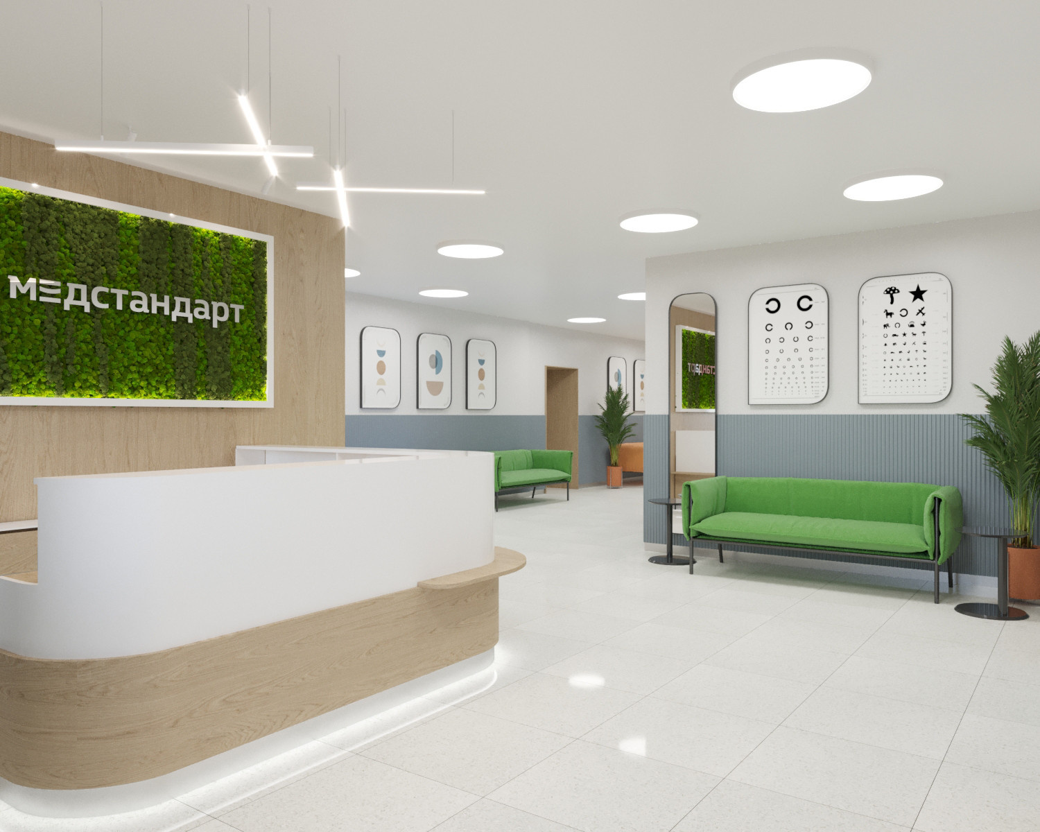 Интерьер общественных помещений офтальмологической клиники