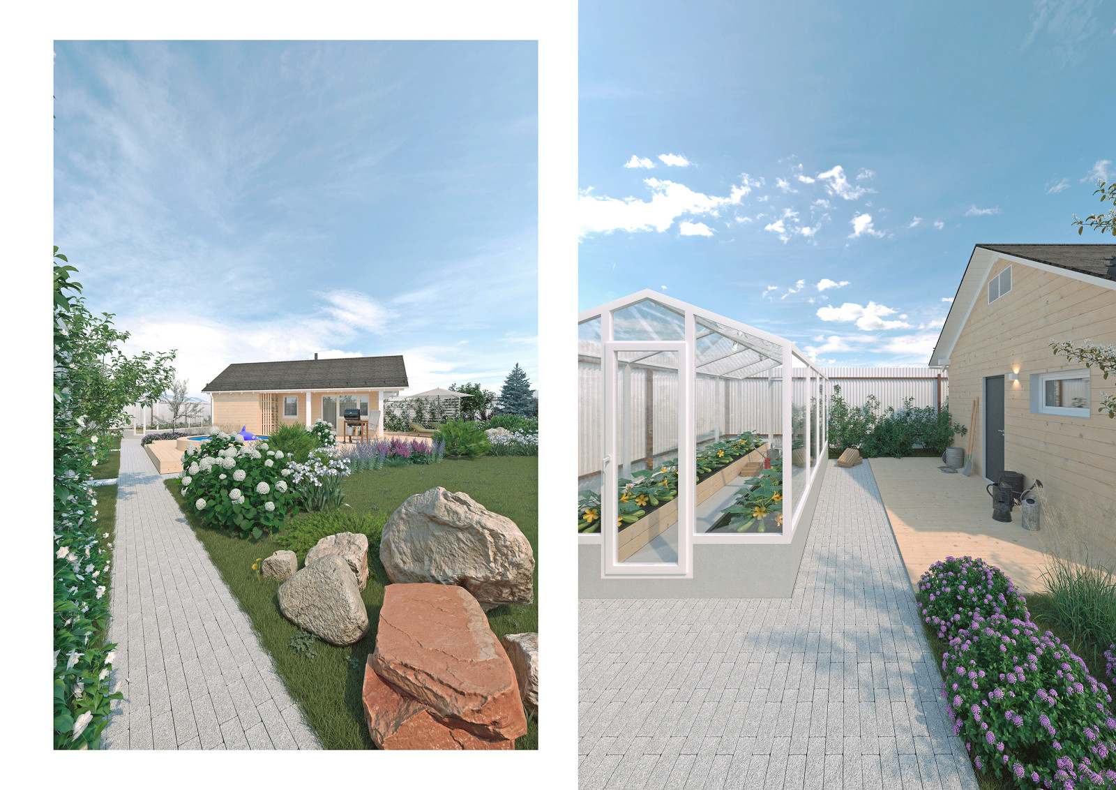 Ландшафтный дизайн участка частного жилого дома в мкрн. Солнечный, Красноярск