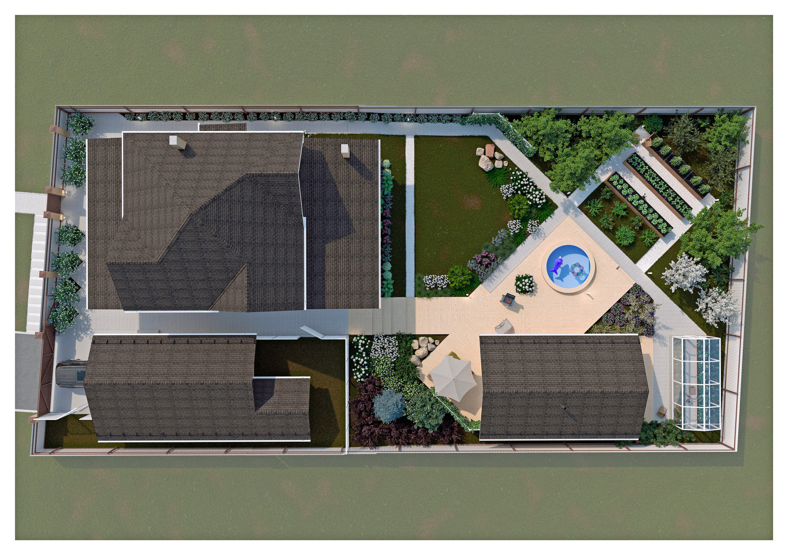 Ландшафтный дизайн участка частного жилого дома в мкрн. Солнечный, Красноярск