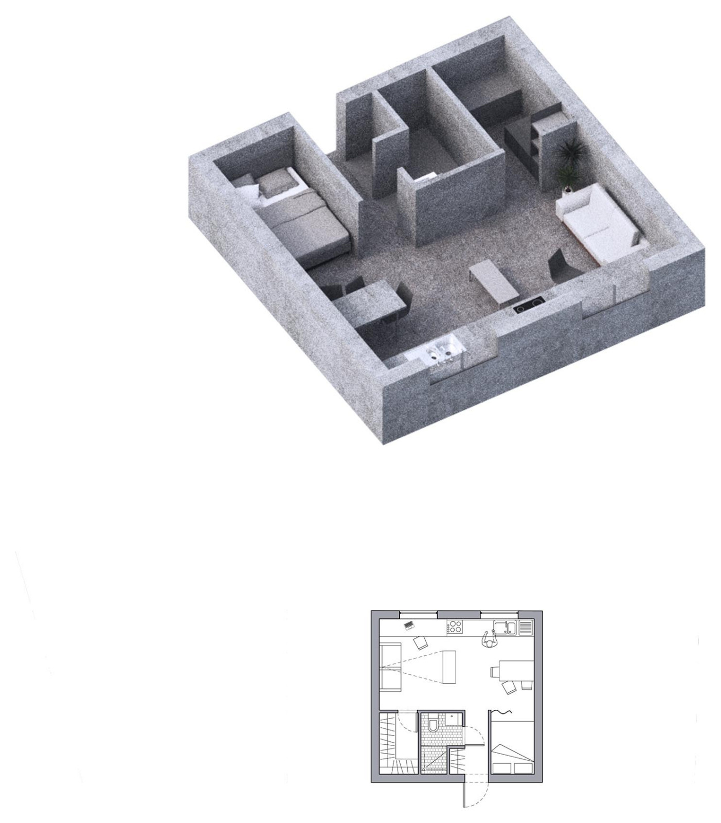 Apartment building with public buthhouse