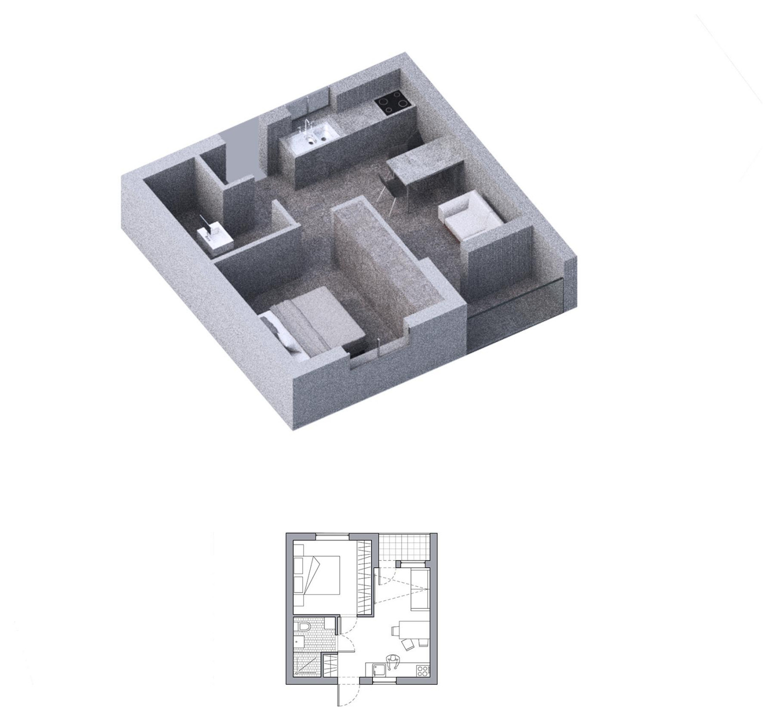 Apartment building with public buthhouse