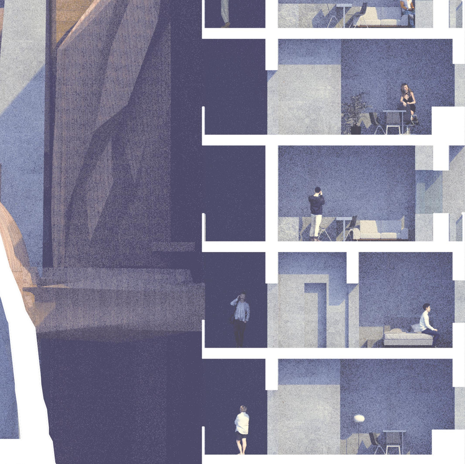 Apartment building with public buthhouse