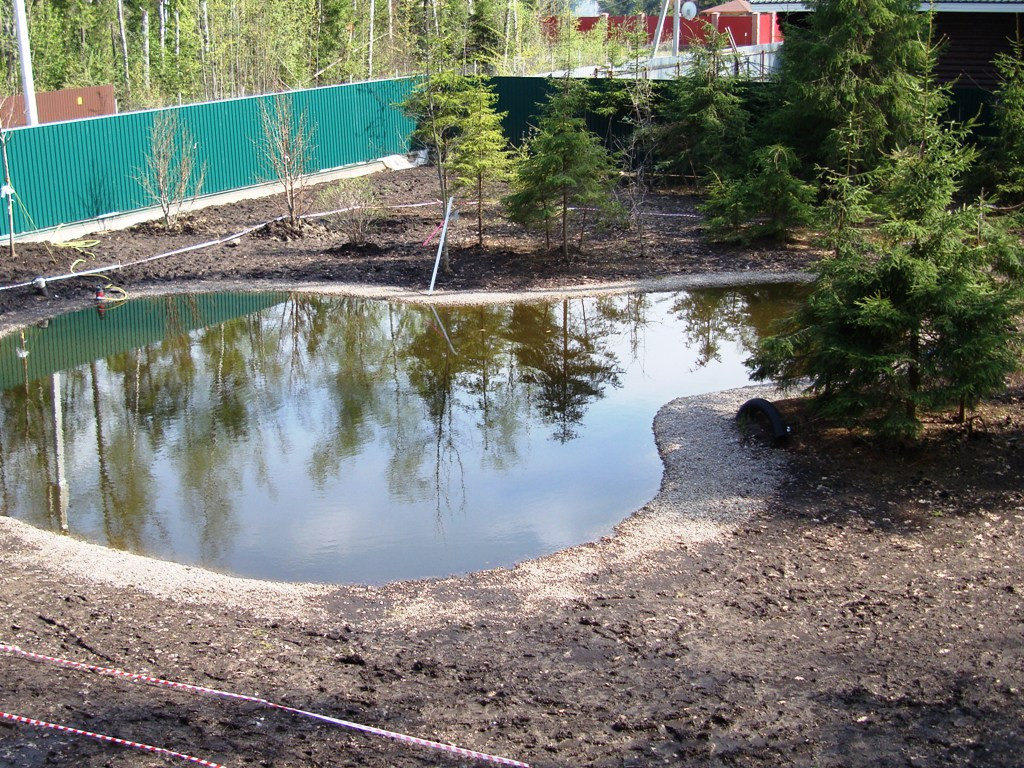 Пруд из габионов