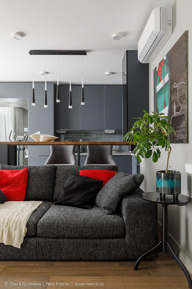 Интерьер квартиры в серых оттенках - 60 м²