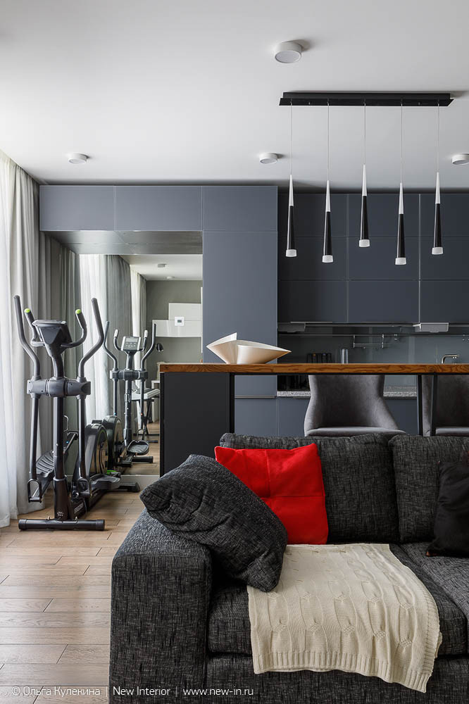 Интерьер квартиры в серых оттенках - 60 м²