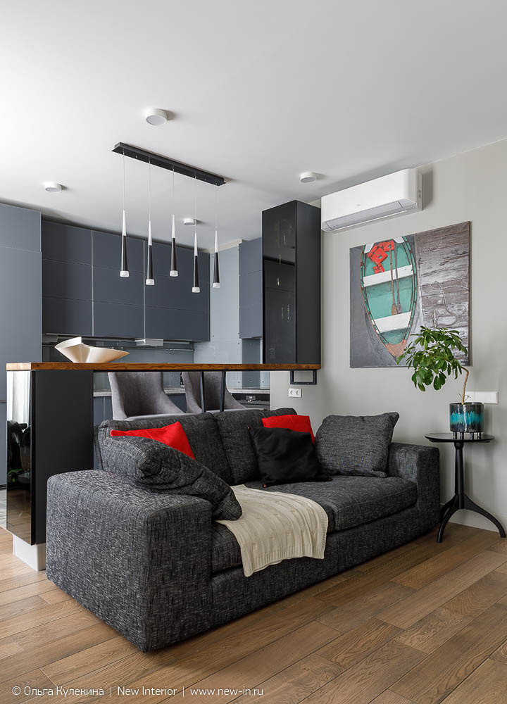 Интерьер квартиры в серых оттенках - 60 м²