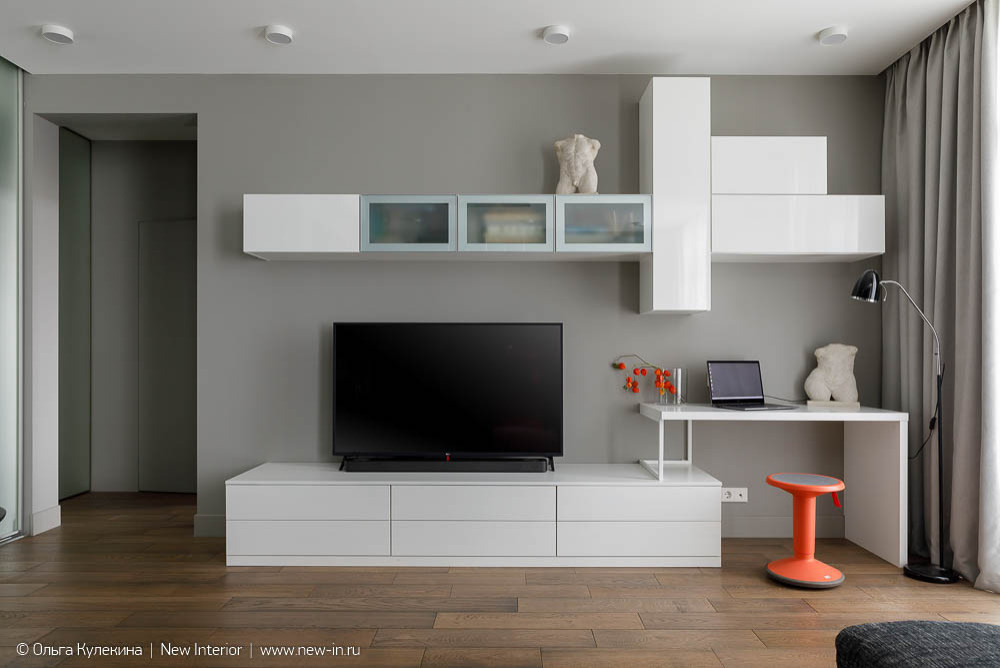 Интерьер квартиры в серых оттенках - 60 м²