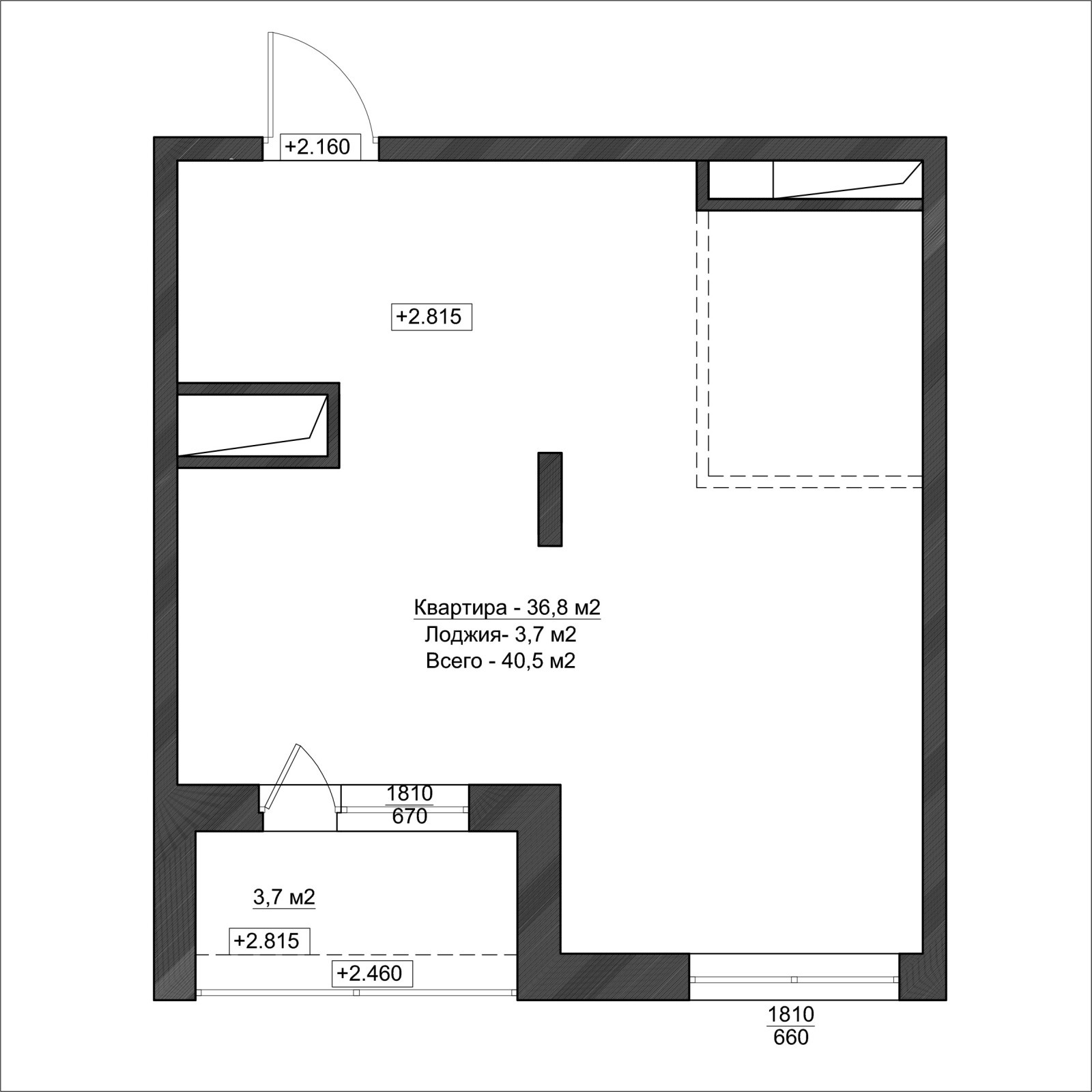 Квартира с акцентами и зеркальной дверью
