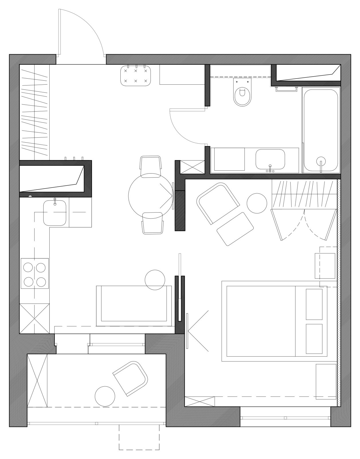 Квартира с акцентами и зеркальной дверью