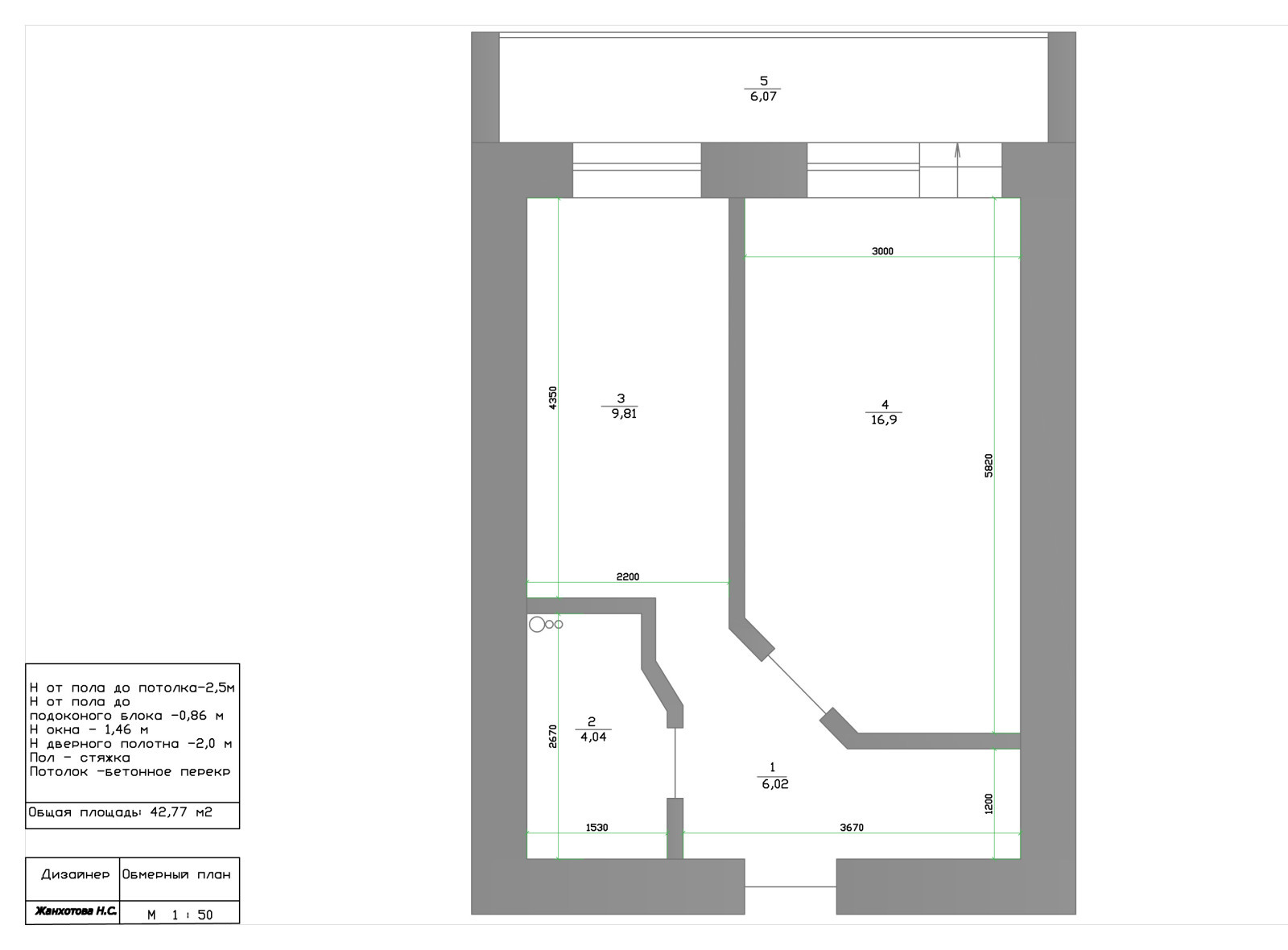Однокомнатная квартира для девушки